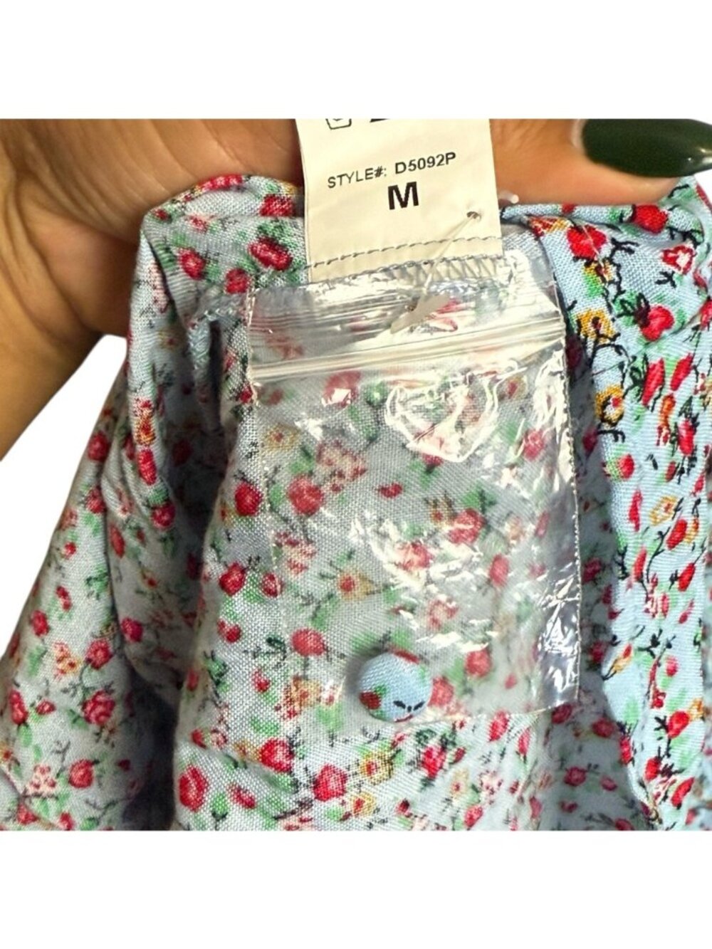 VICI Floral Tiered Mini Dress Women Medium Blue Boho Sleeveless Spaghetti Strap - Picture 4 of 7